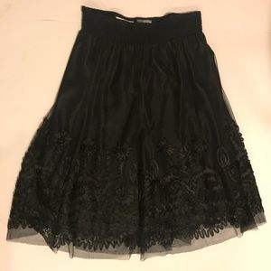 Black Floral Sheer Petite Peter Nygard Skirt Sz 12